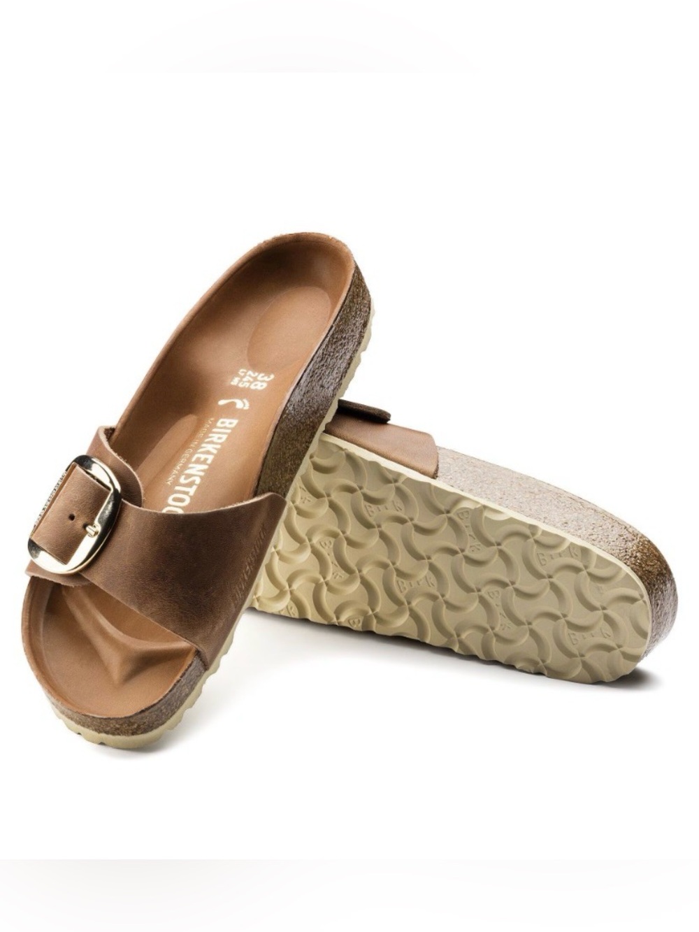 Birkenstock Madrid Big Buckle Sandals – Cognac Oiled Leather – EU 40 US 9-9.5
